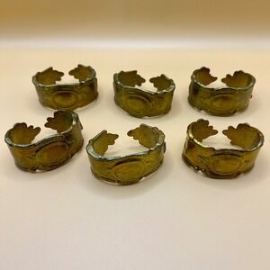Vintage Brass Rococo Napkin Rings Set of 6 Ornate Open Cuff Gold Tone Victorian